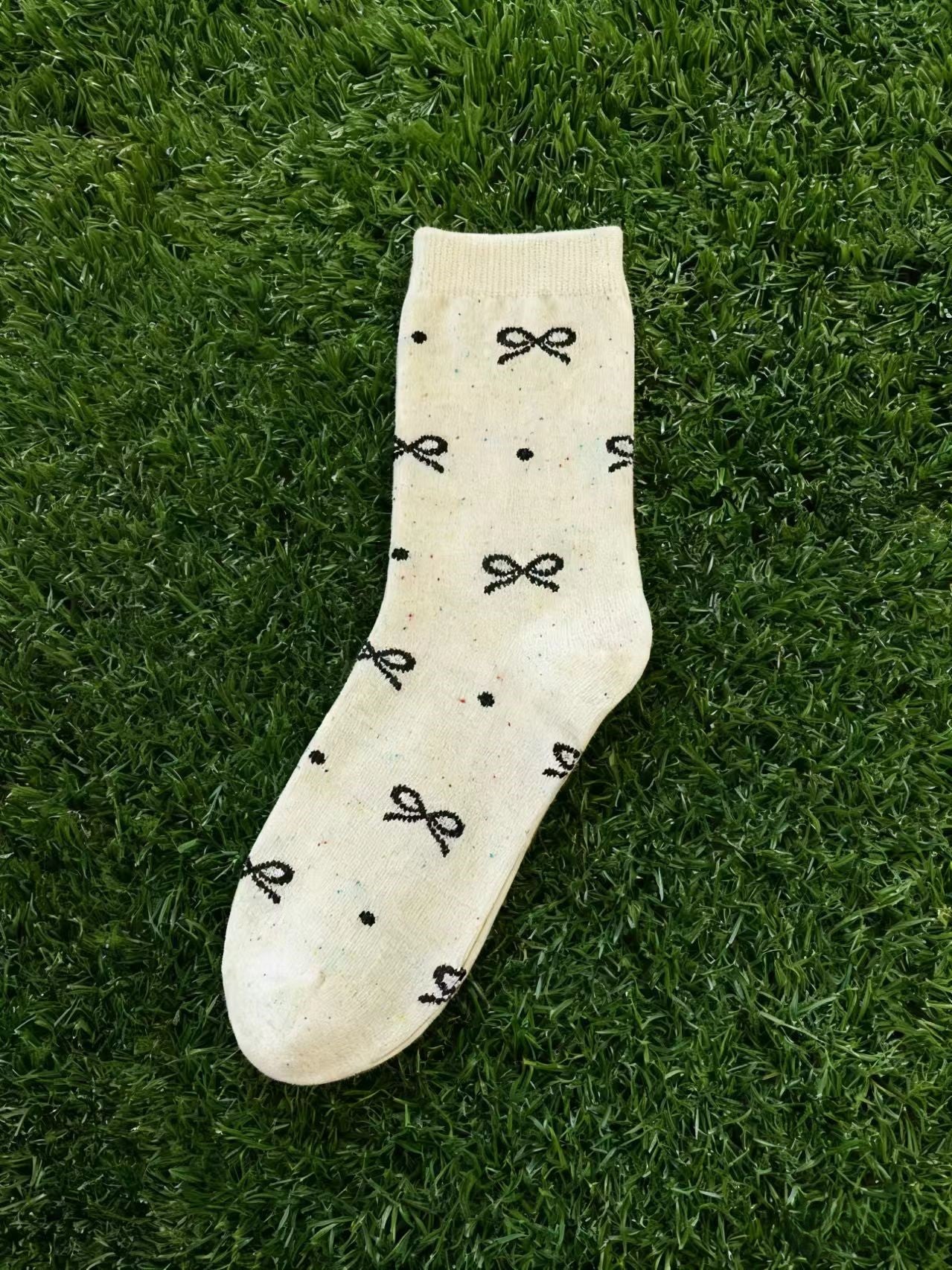 Preppy Bow Print Colored Dots Socks