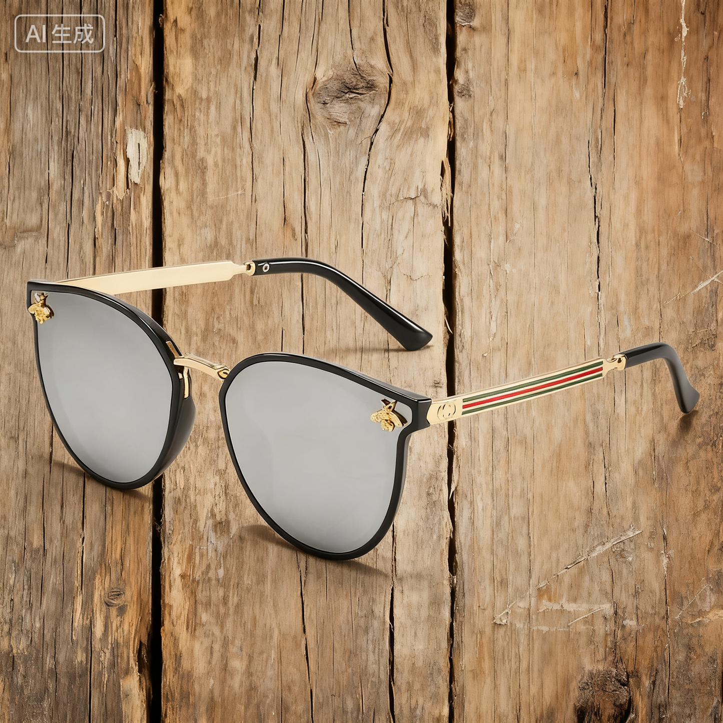 Vintage Round-Frame Little Bee Sunglasses