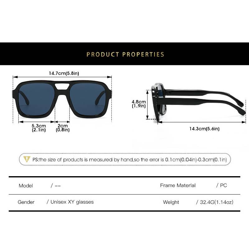 Vintage Double Beam Large Frame Sunglasses
