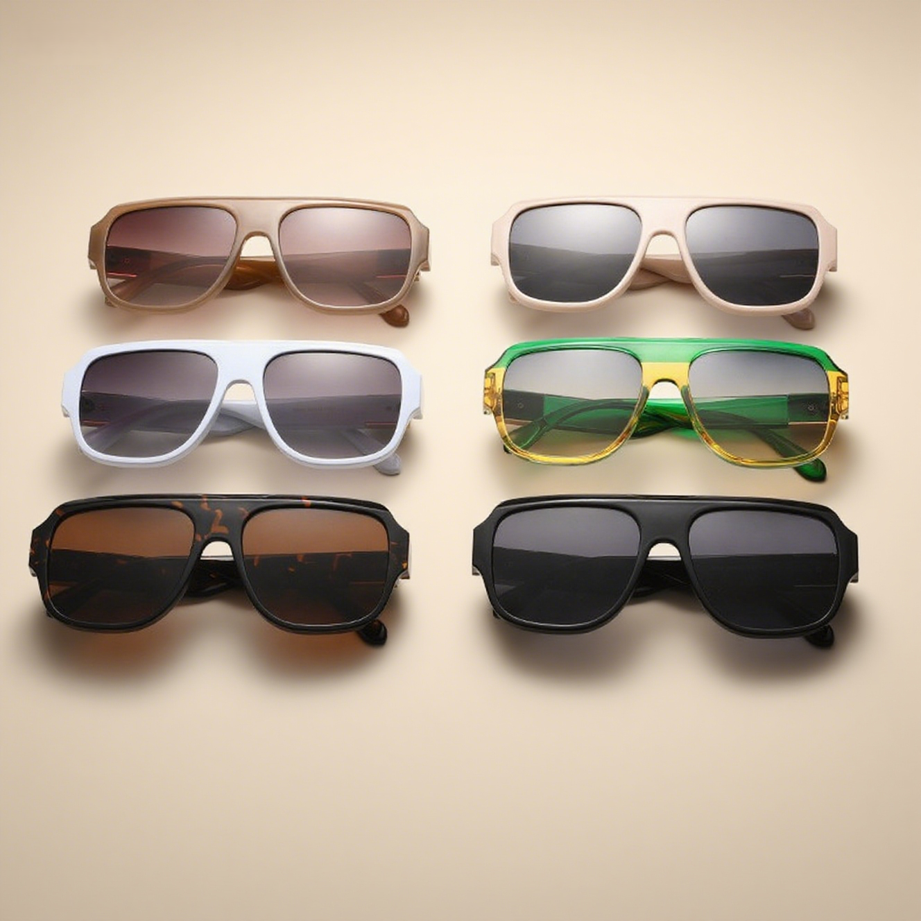 Classic Square-Frame Double Beam Sunglasses