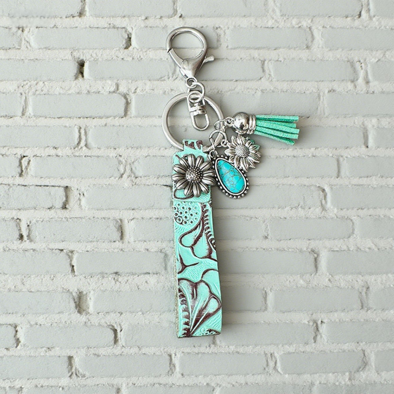 Western Cowboy Vintage Turquoise Keychain