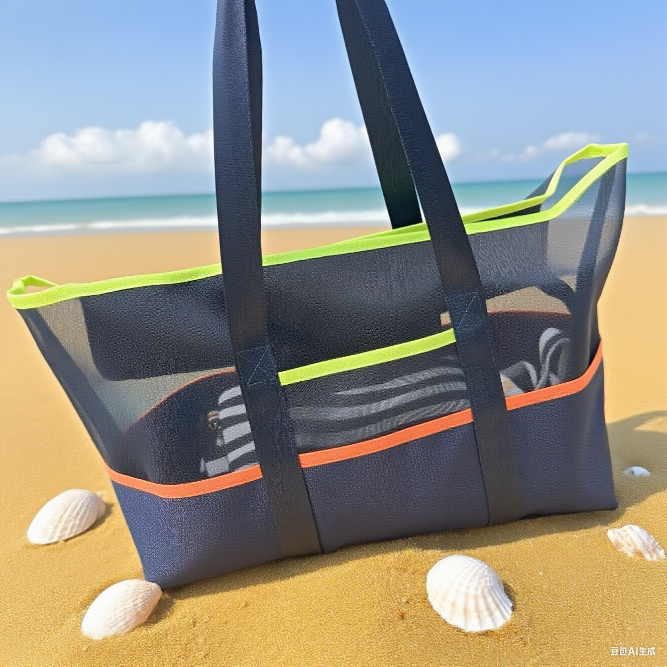 Mesh tote bag beach toiletry bag