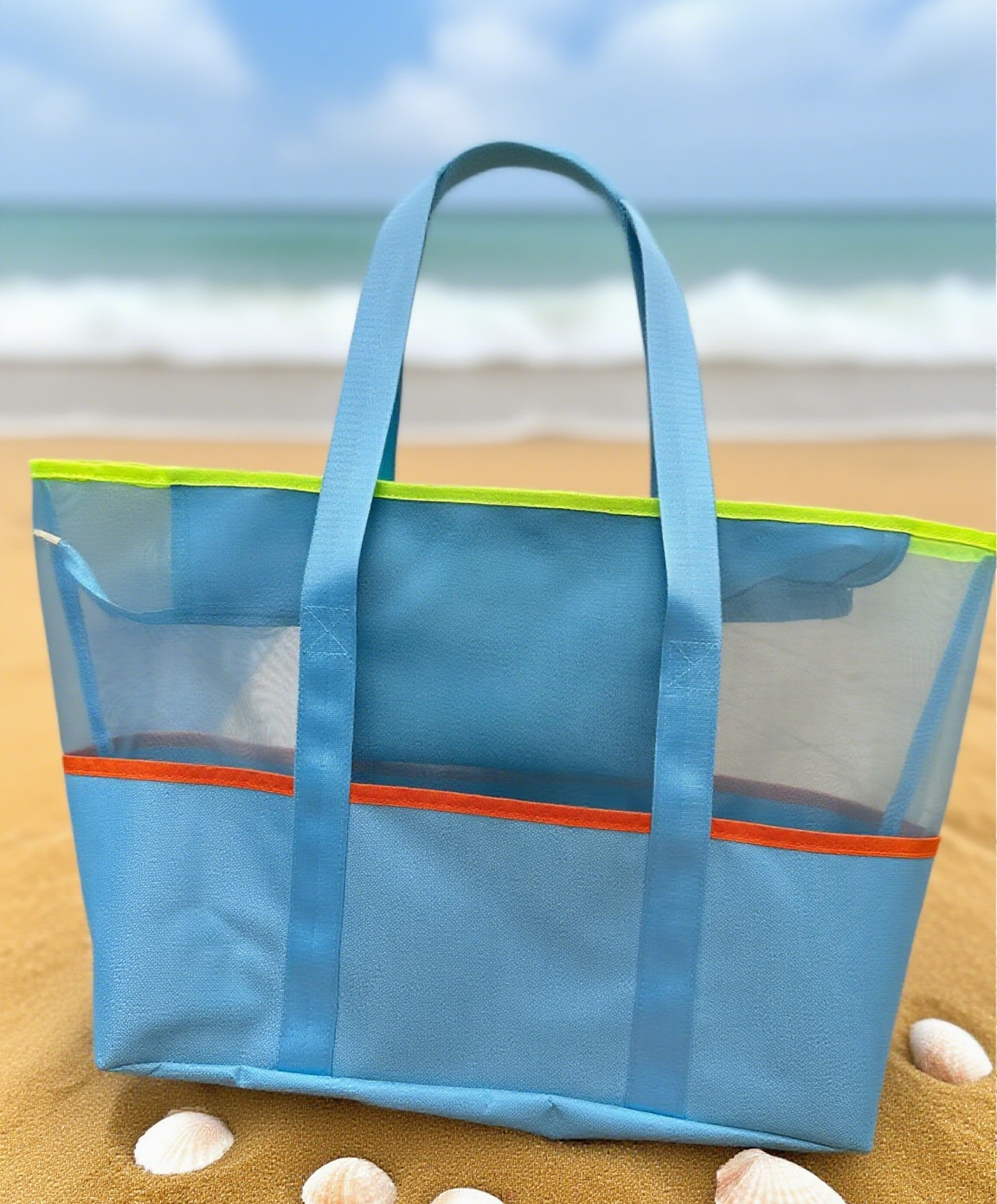 Mesh tote bag beach toiletry bag