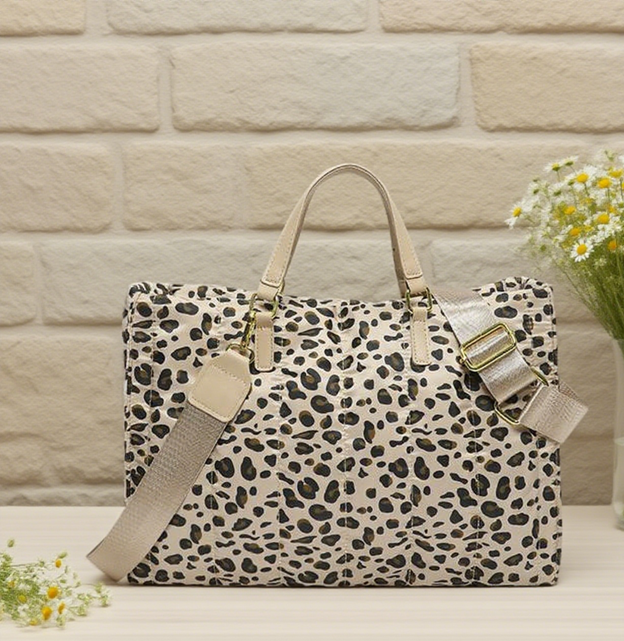 Leopard print large tote bag