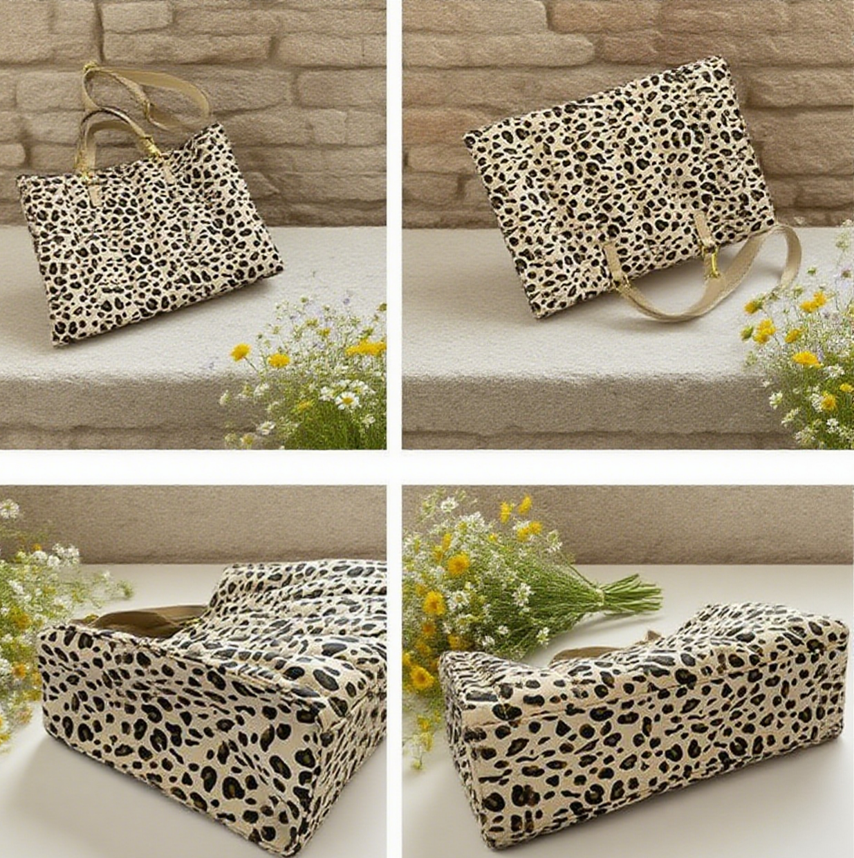 Leopard print large tote bag