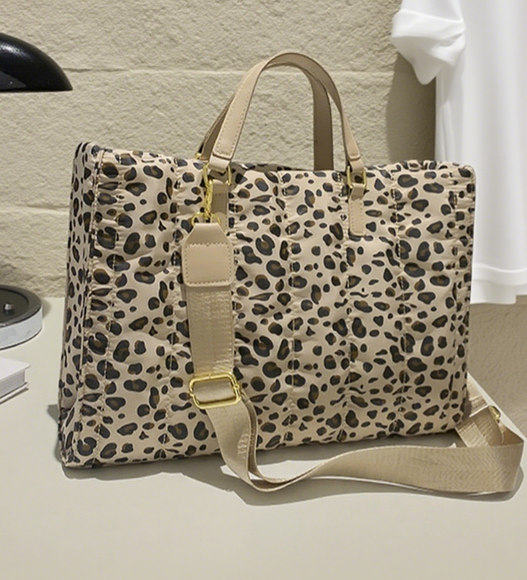 Leopard print large tote bag
