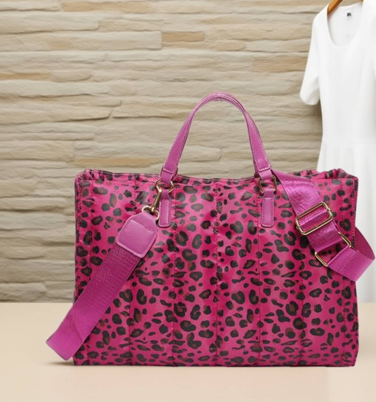 Leopard print large tote bag