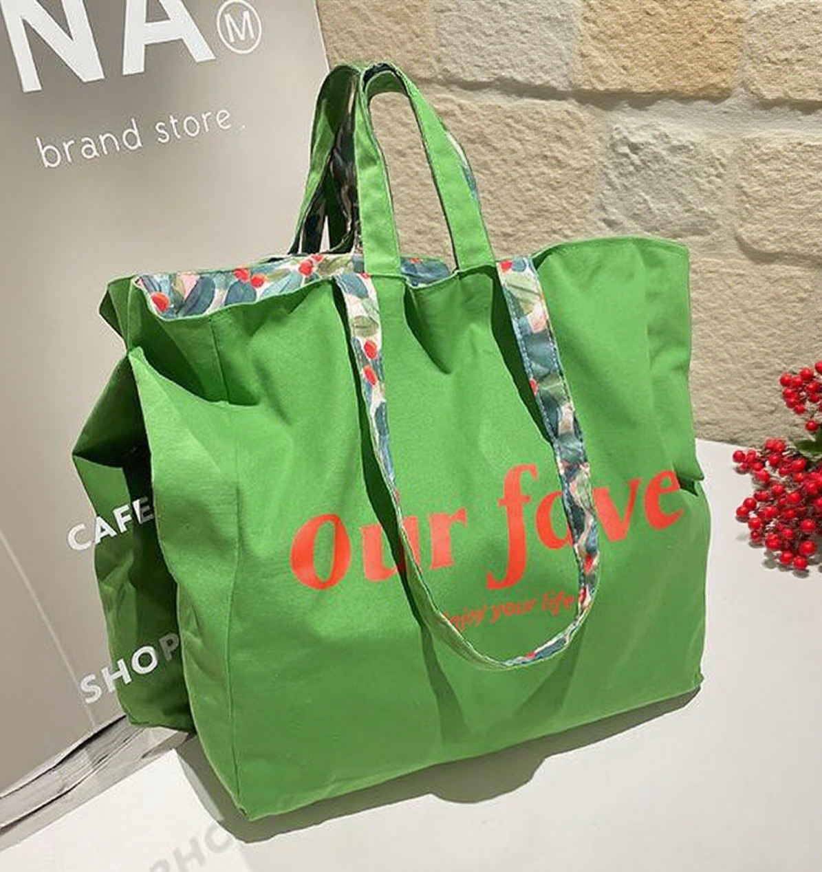 Double-sided printed tote bag