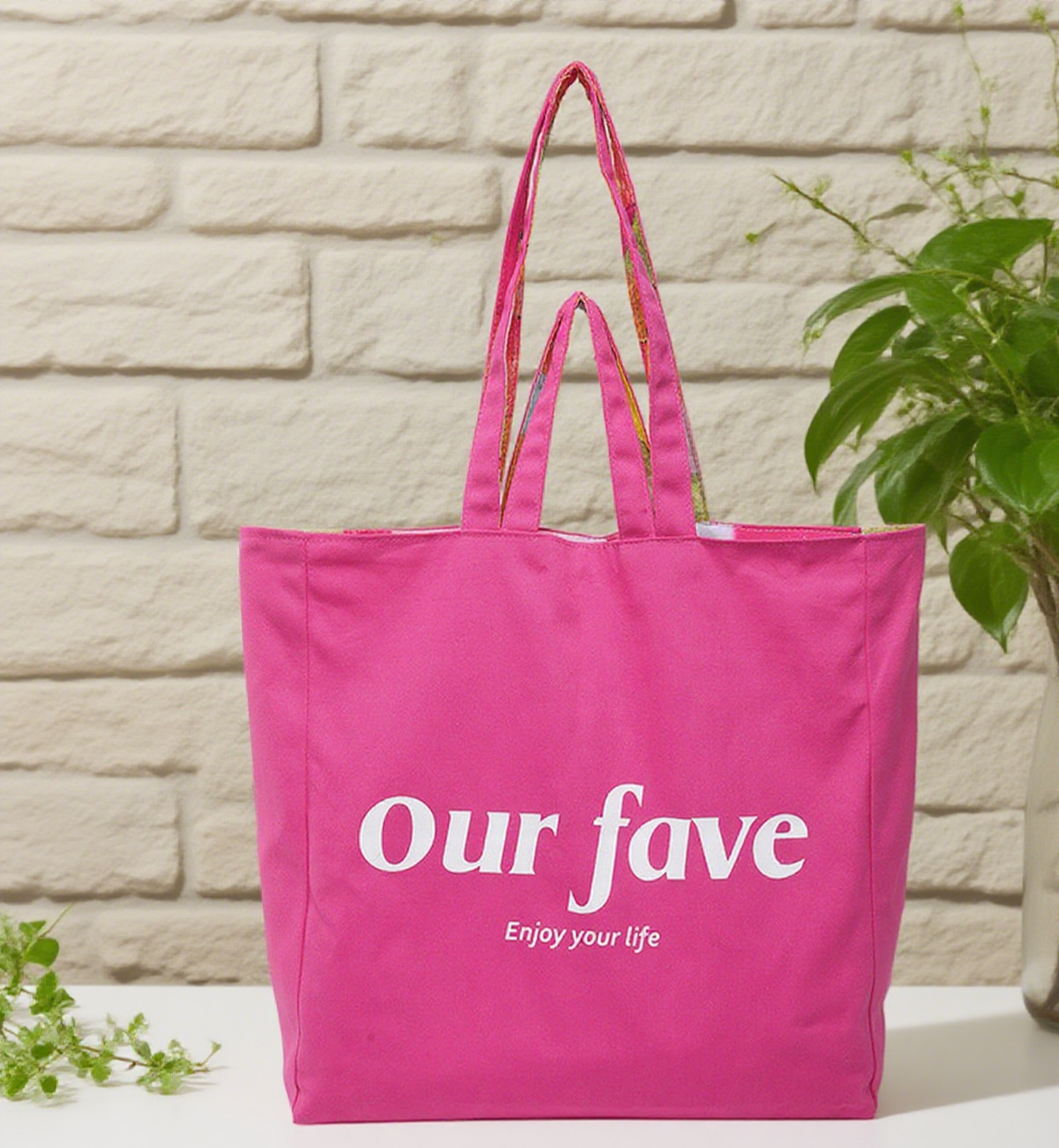 Double-sided printed tote bag
