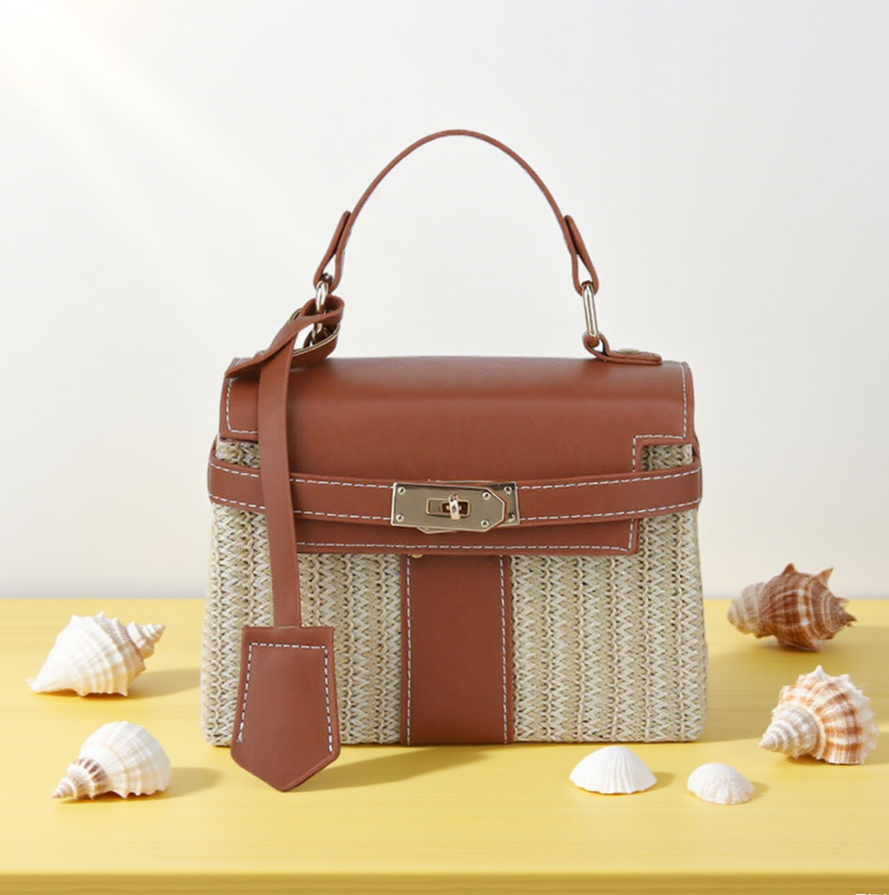 Straw Kylie crossbody bag