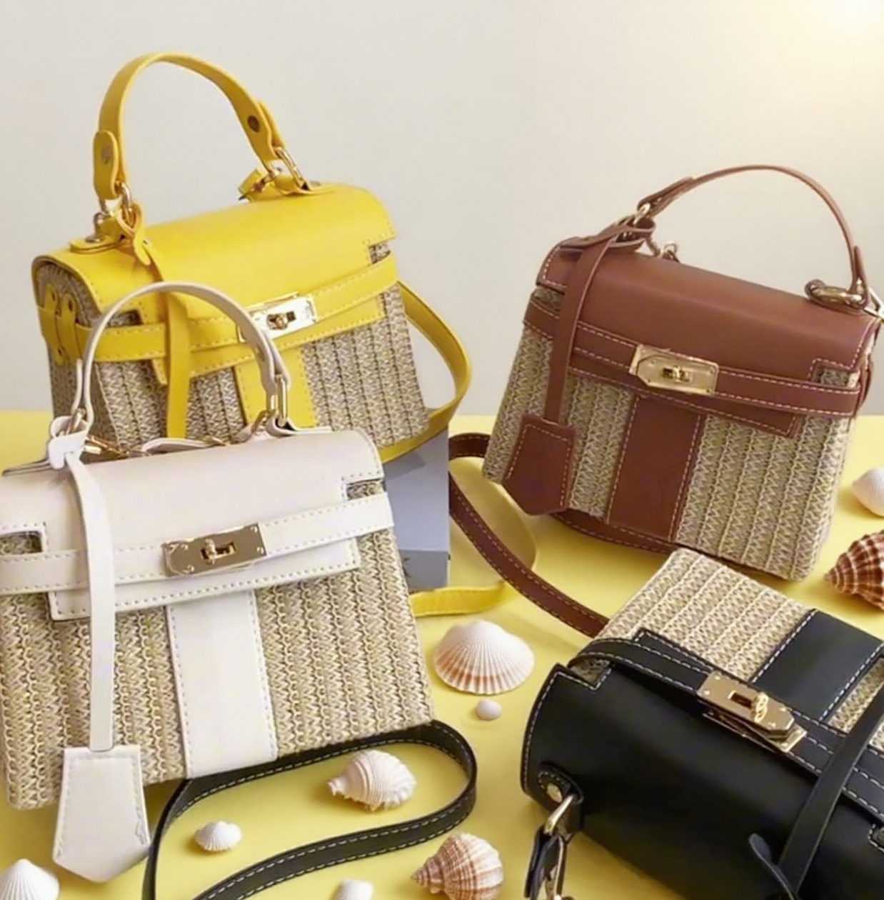 Straw Kylie crossbody bag
