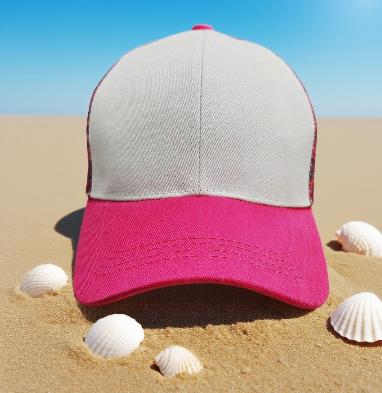 Coconut rose mesh trucker hat