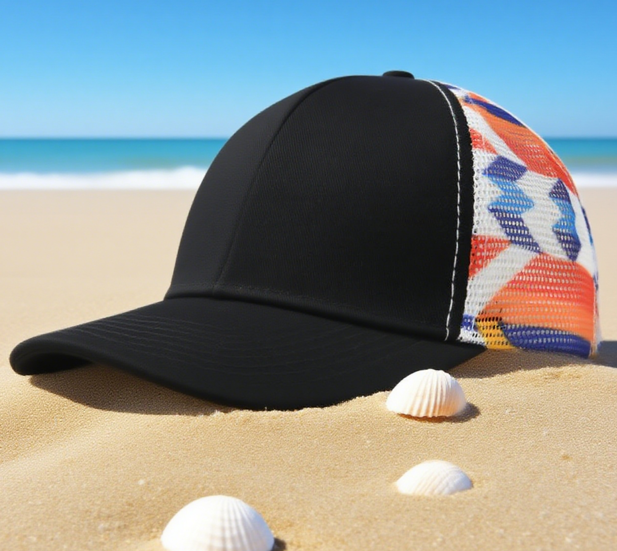 Colorful printed mesh trucker cap