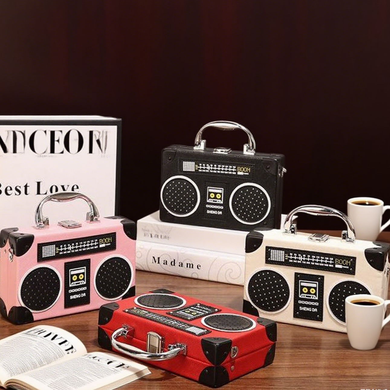 Fun radio shape box crossbody bag