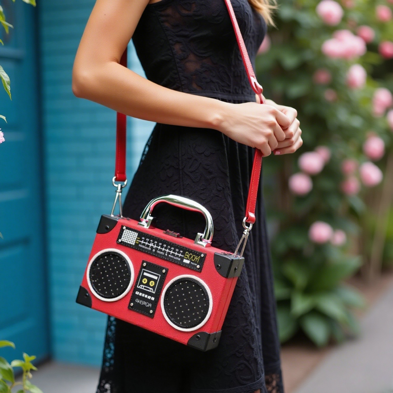 Fun radio shape box crossbody bag