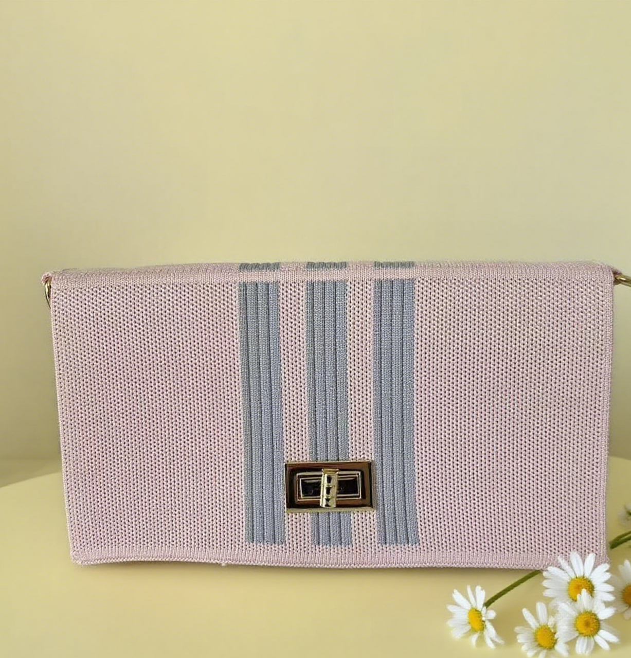 Plaid knit crossbody bag