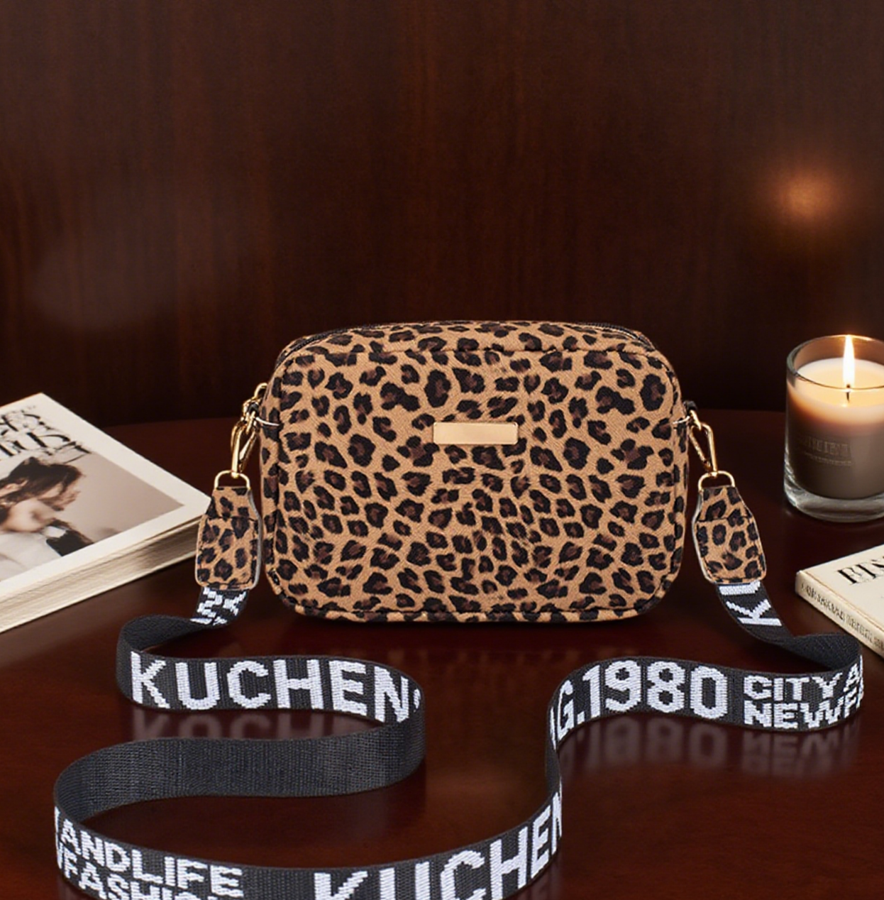 Lightweight leopard crossbody bag