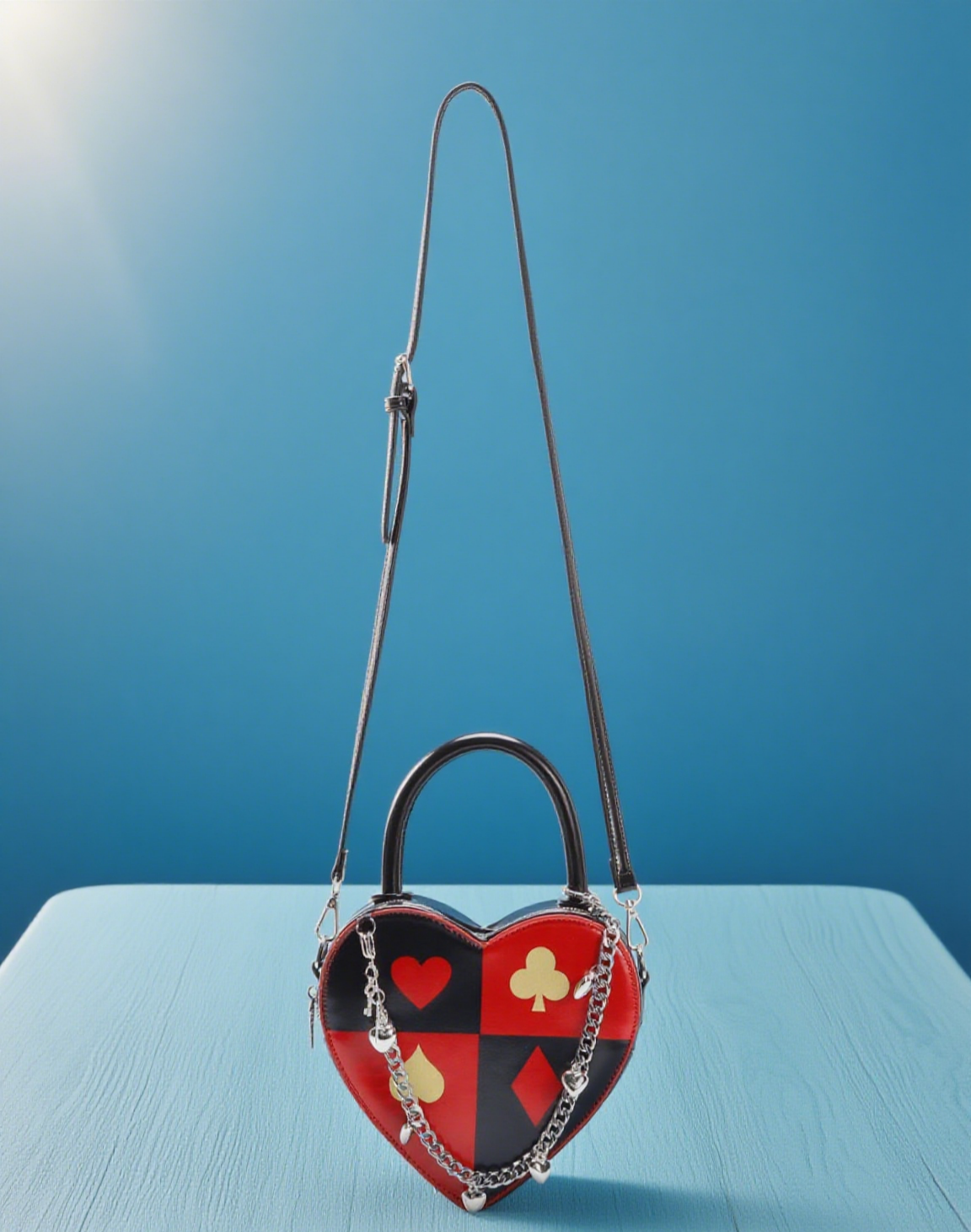 Poker heart print bag y2k funny pack