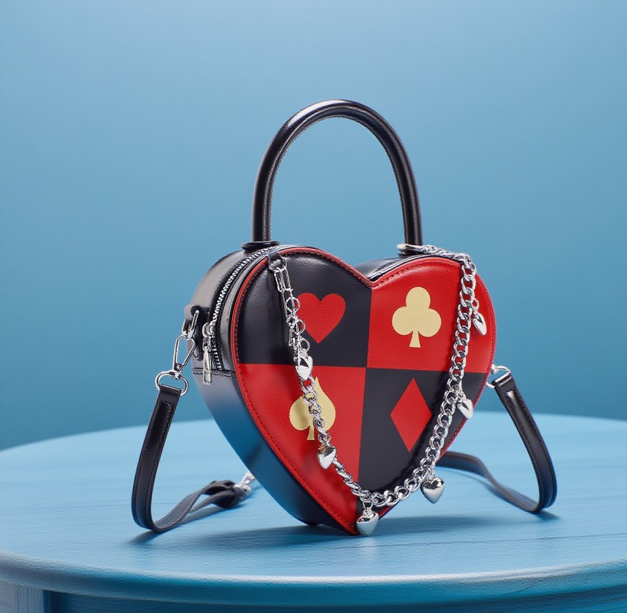 Poker heart print bag y2k funny pack