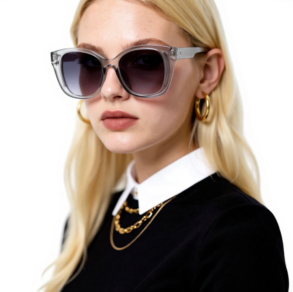 Stylish Cut-Out Large Square-Frame Sunglasses