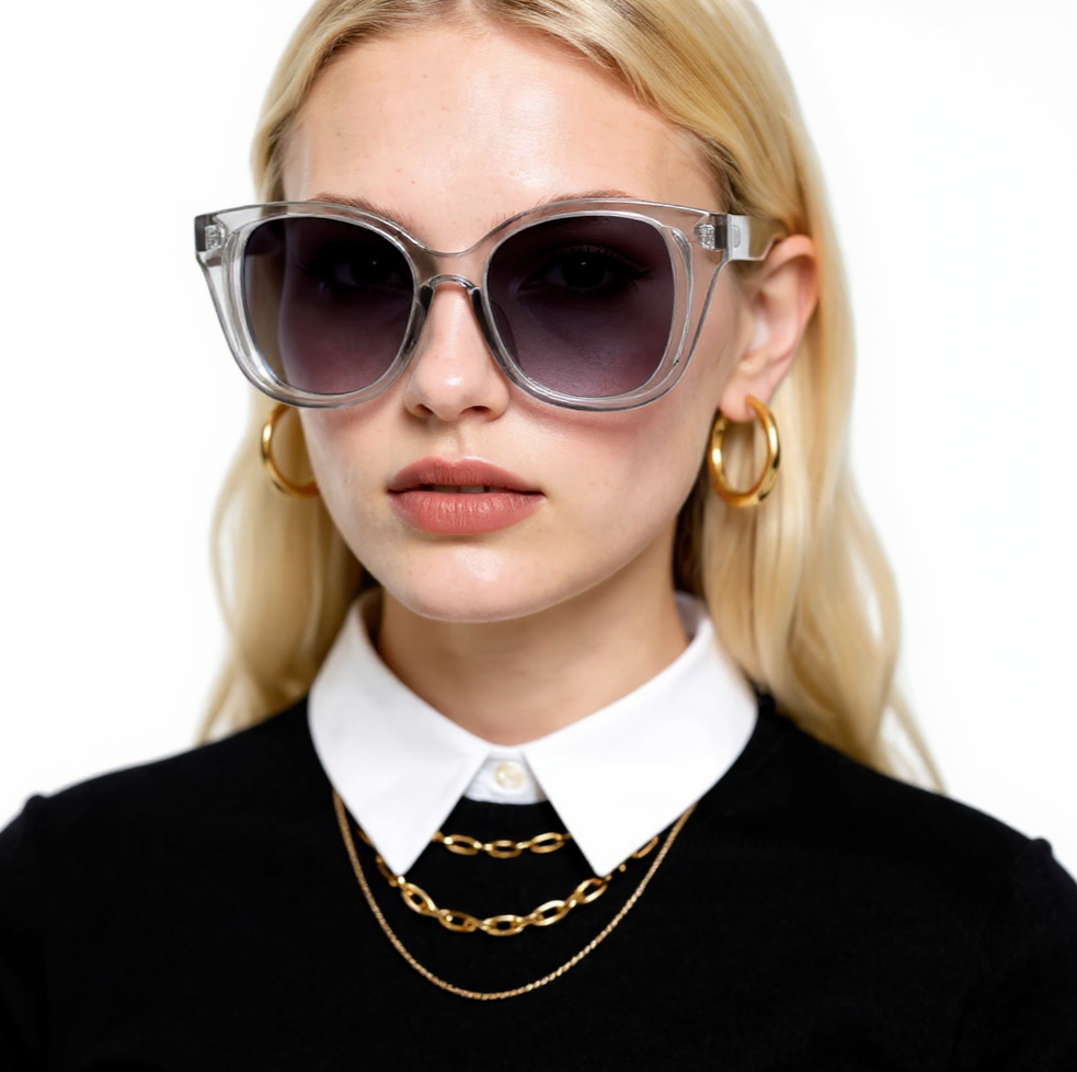 Stylish Cut-Out Large Square-Frame Sunglasses