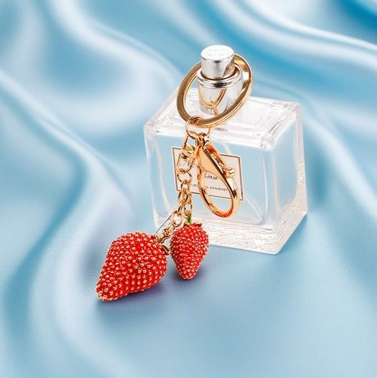 Rhinestone Strawberry Bag Accessories Keychain