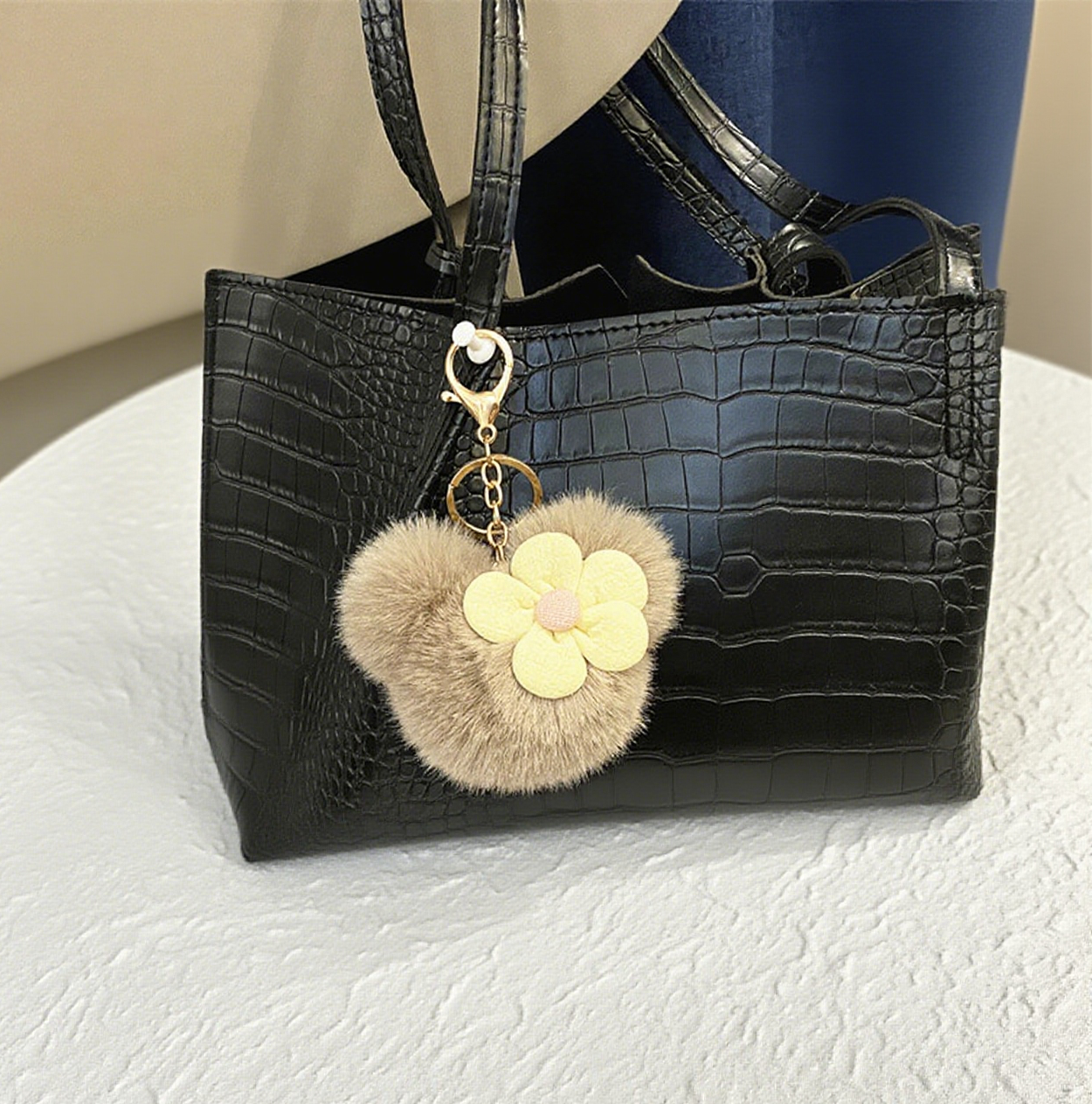 Cartoon Doll Head Flower Bag Accessories Keychain