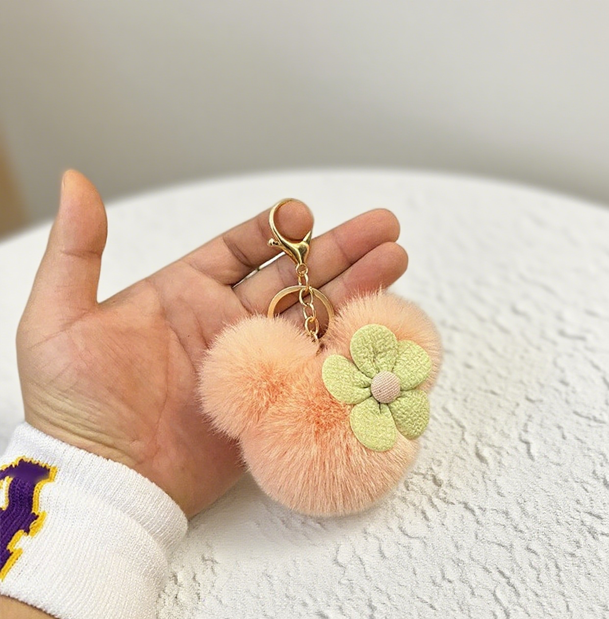 Cartoon Doll Head Flower Bag Accessories Keychain
