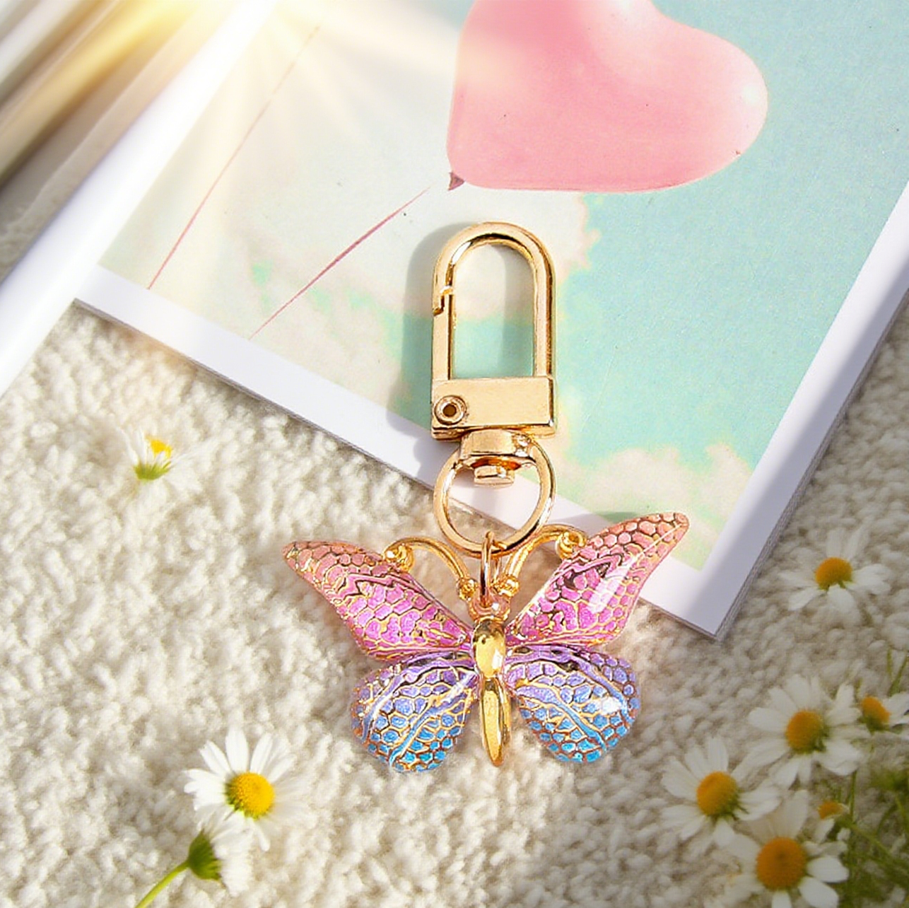 Gradient Acrylic Butterfly Bag Accessory Keychain