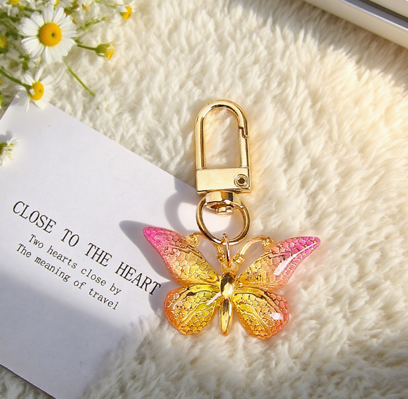 Gradient Acrylic Butterfly Bag Accessory Keychain