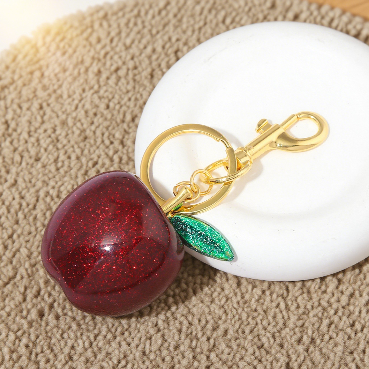 Shiny Apple Leafy Accessory Keychain