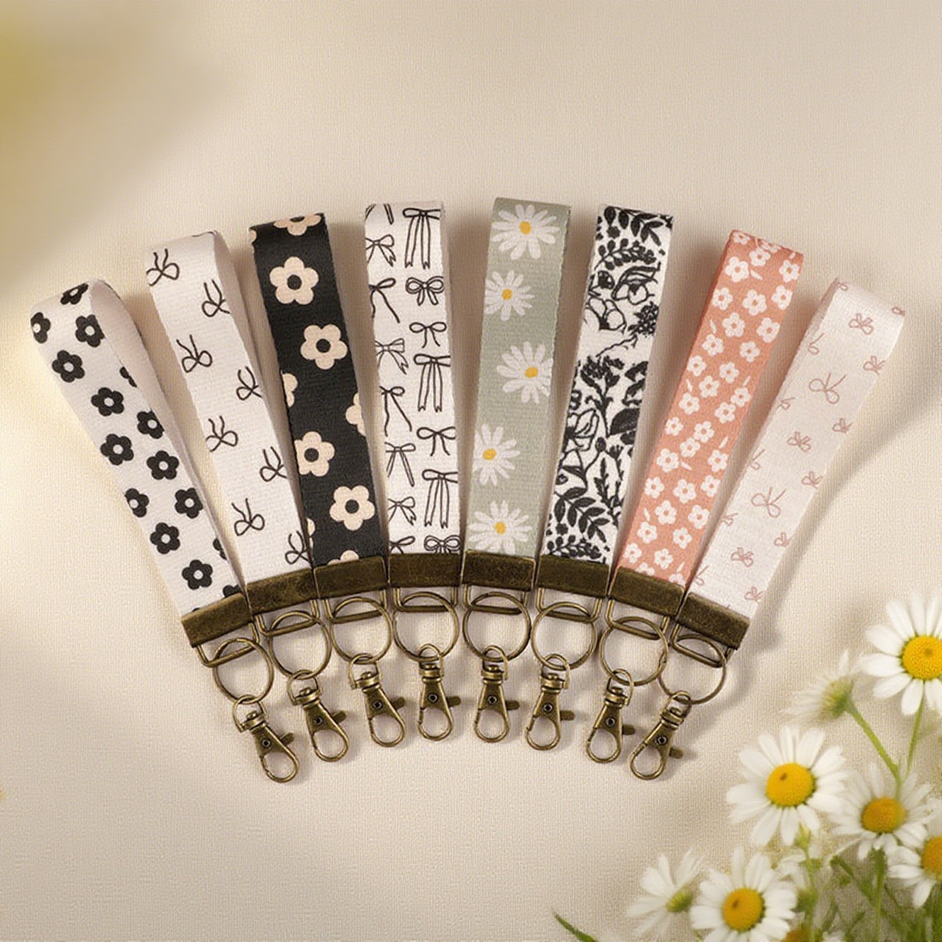 Bow & Floral Wristlet Keychain