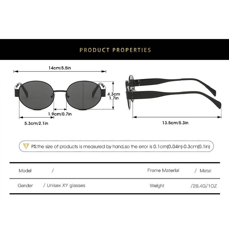 Metallic Stylish Oval Sunglasses