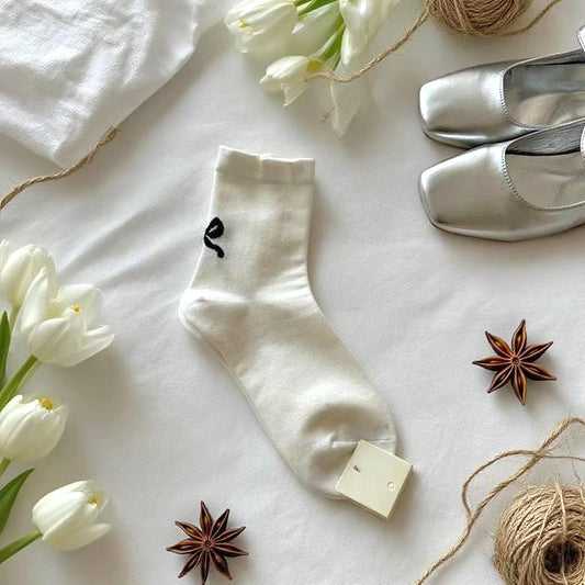 Thin And Cute Bow Pattern Mid-Rise Socks
