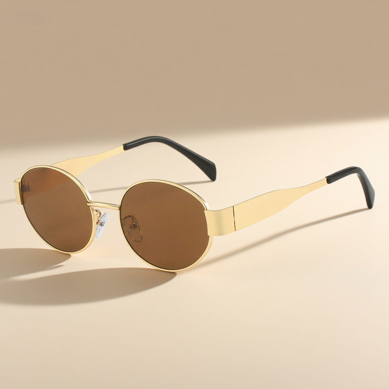 Metallic Stylish Oval Sunglasses