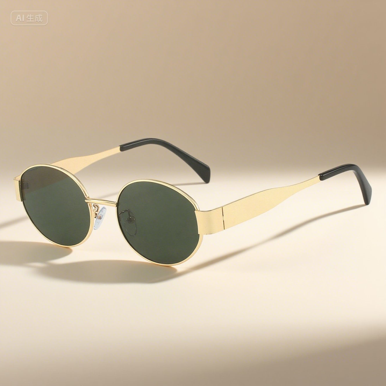 Metallic Stylish Oval Sunglasses