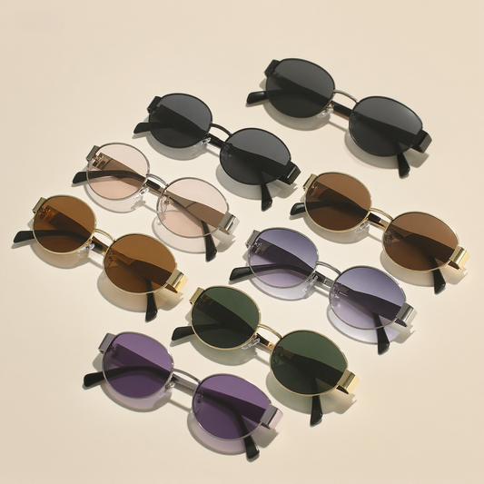 Metallic Stylish Oval Sunglasses