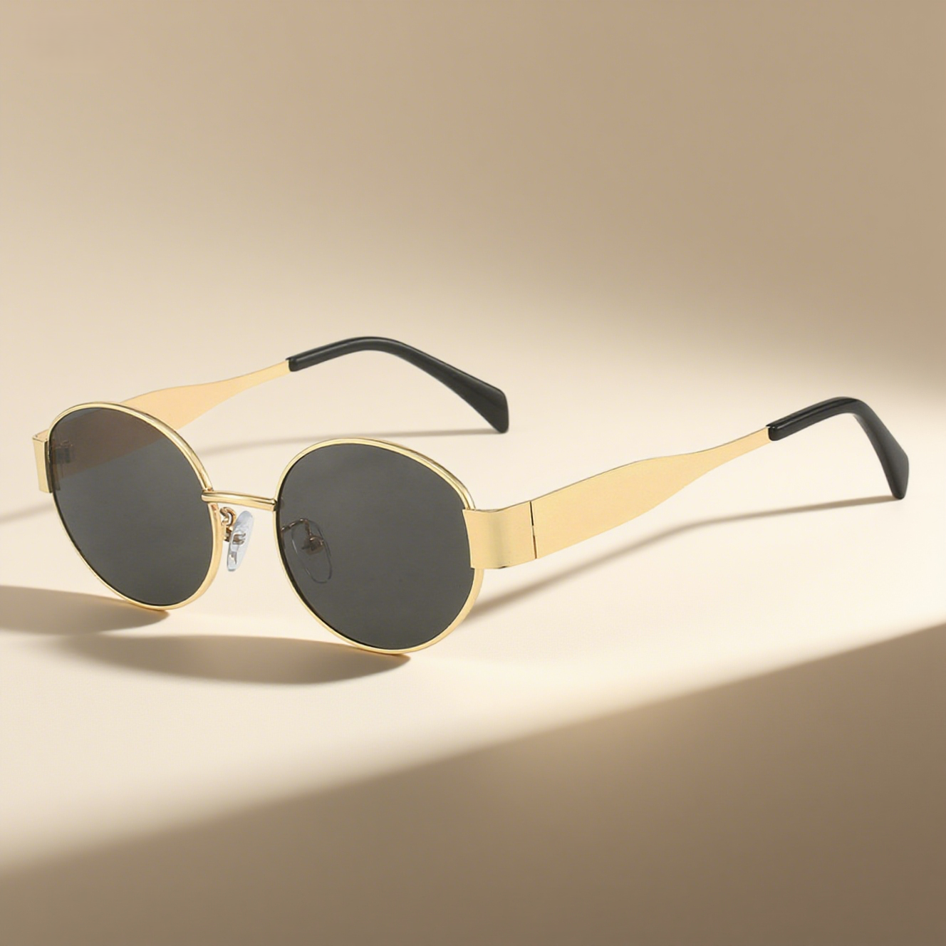 Metallic Stylish Oval Sunglasses