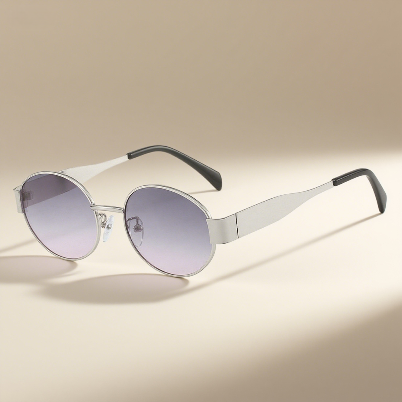 Metallic Stylish Oval Sunglasses