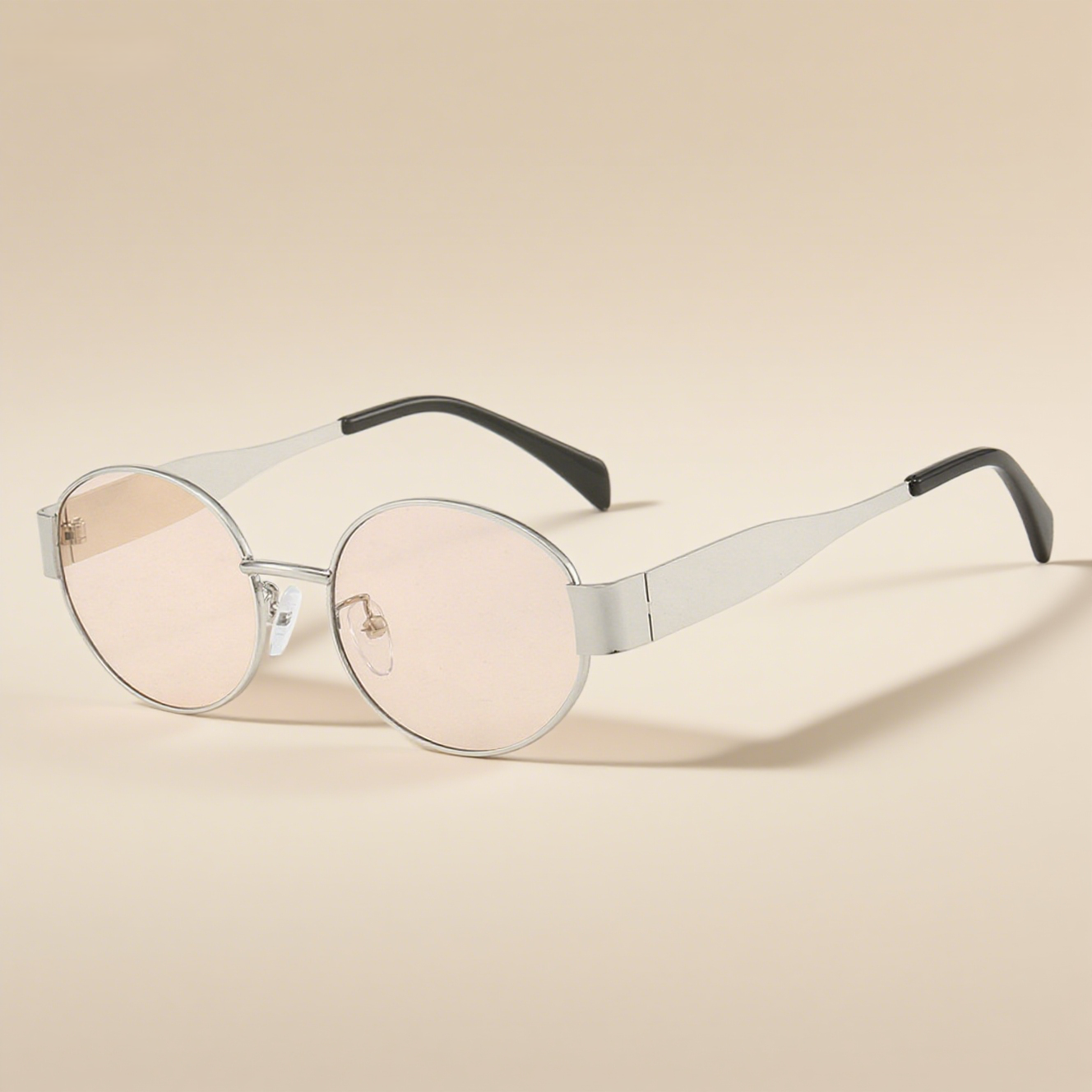 Metallic Stylish Oval Sunglasses