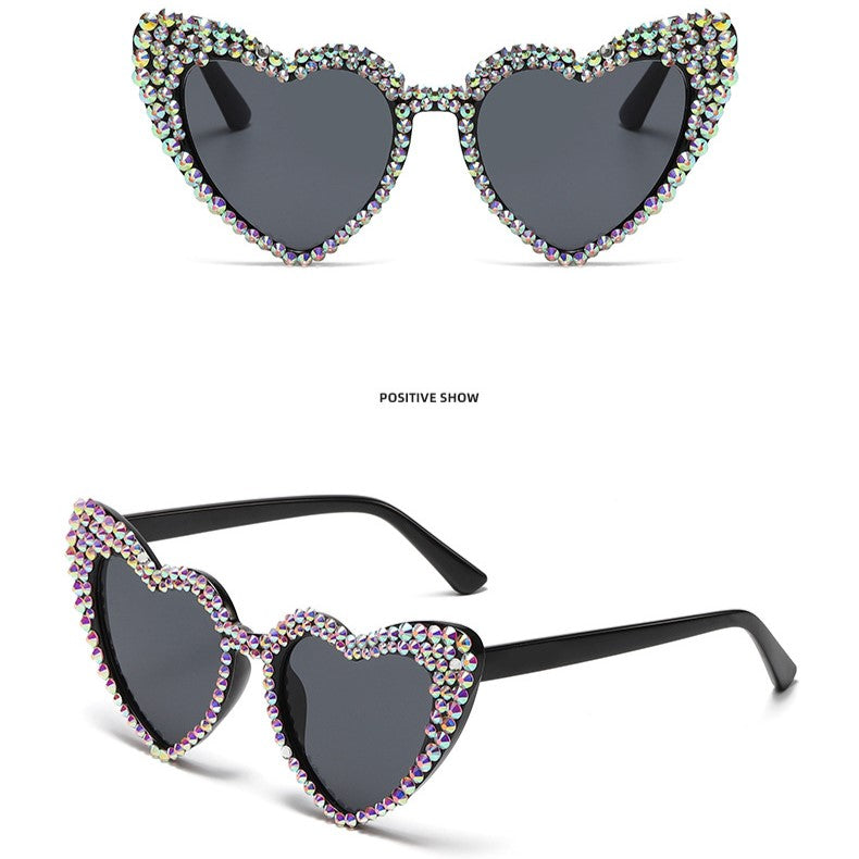 Vintage Rhinestone Fashion Peach Heart Sunglasses