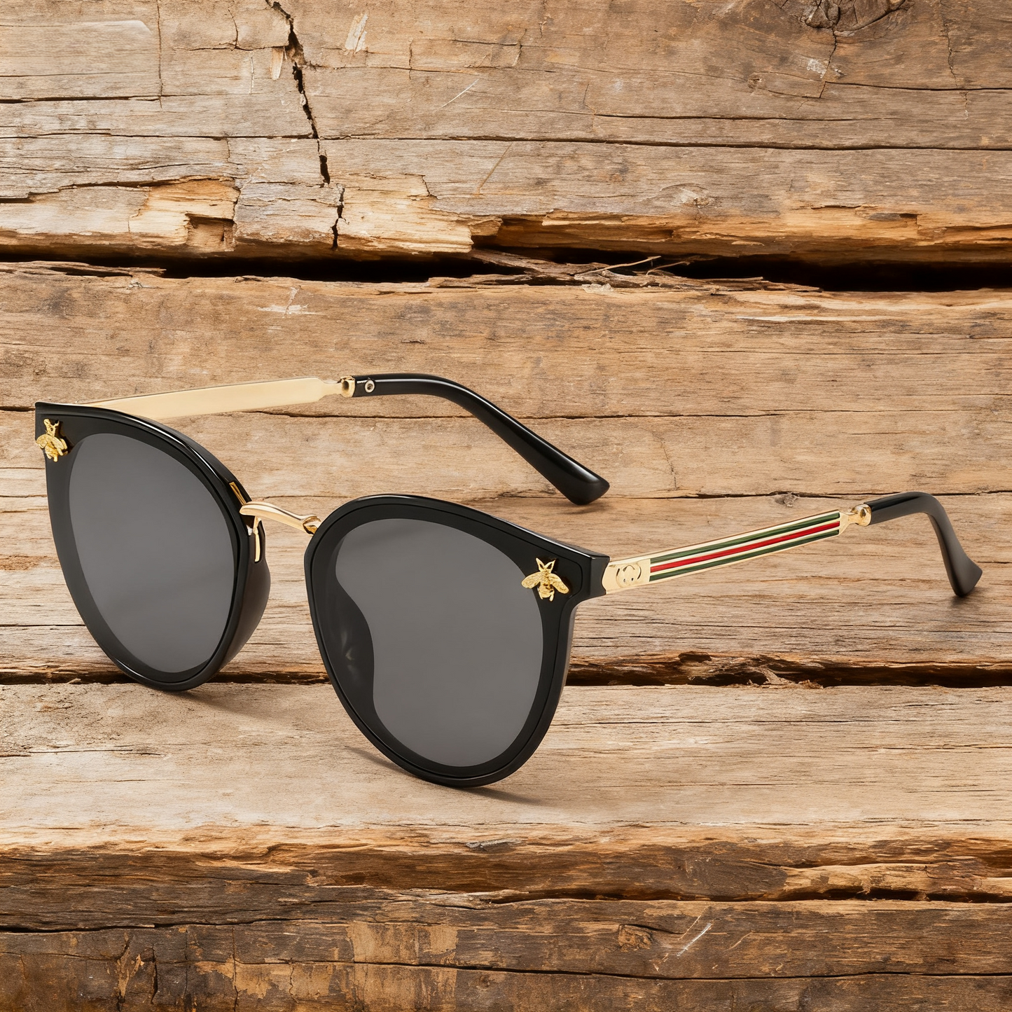 Vintage Round-Frame Little Bee Sunglasses
