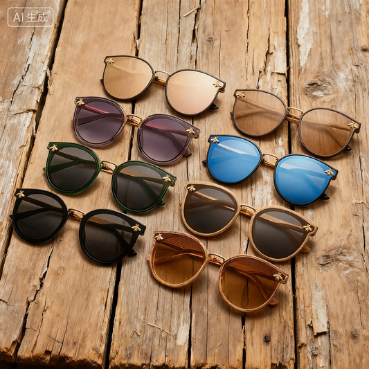 Vintage Round-Frame Little Bee Sunglasses