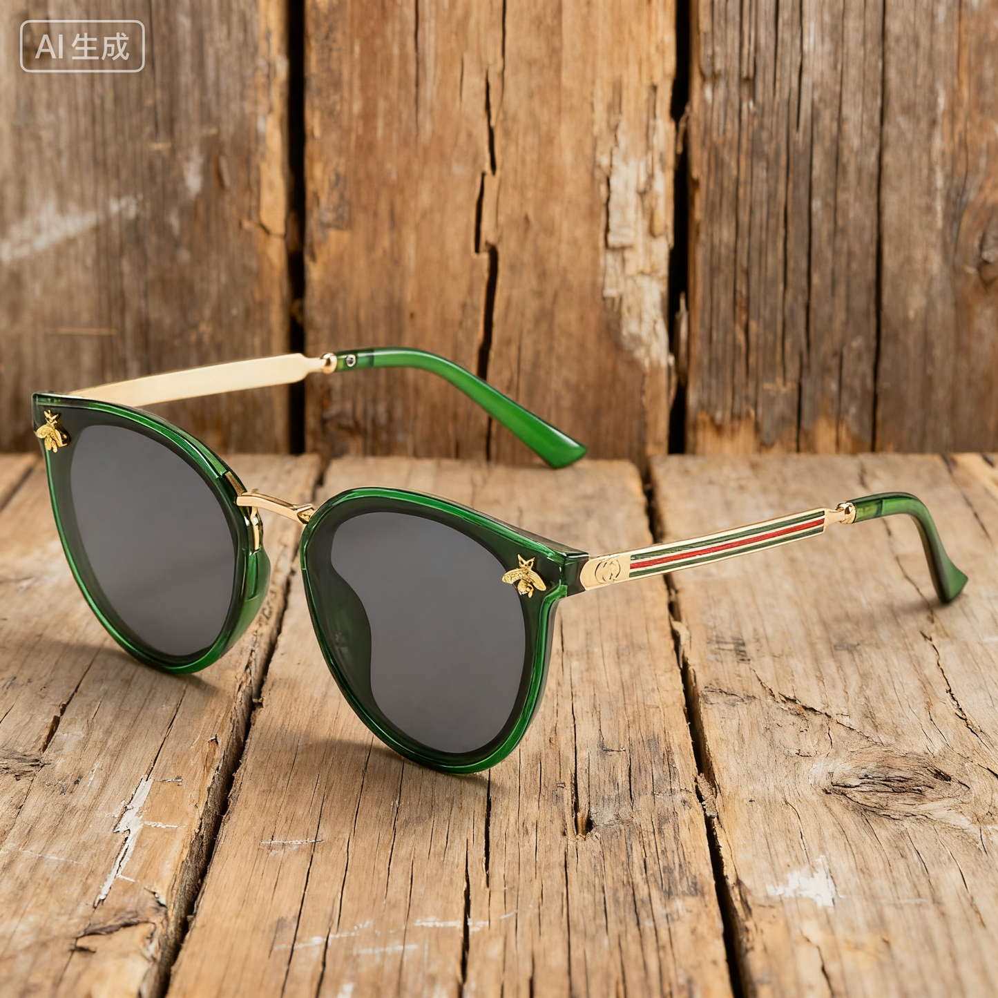 Vintage Round-Frame Little Bee Sunglasses