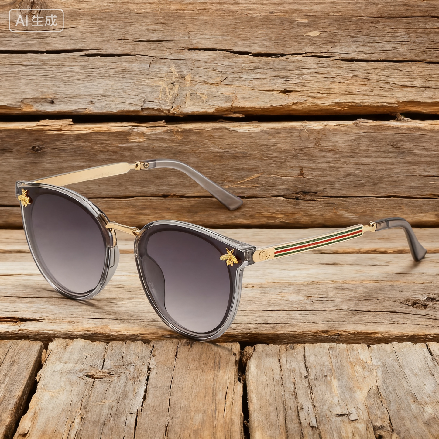 Vintage Round-Frame Little Bee Sunglasses