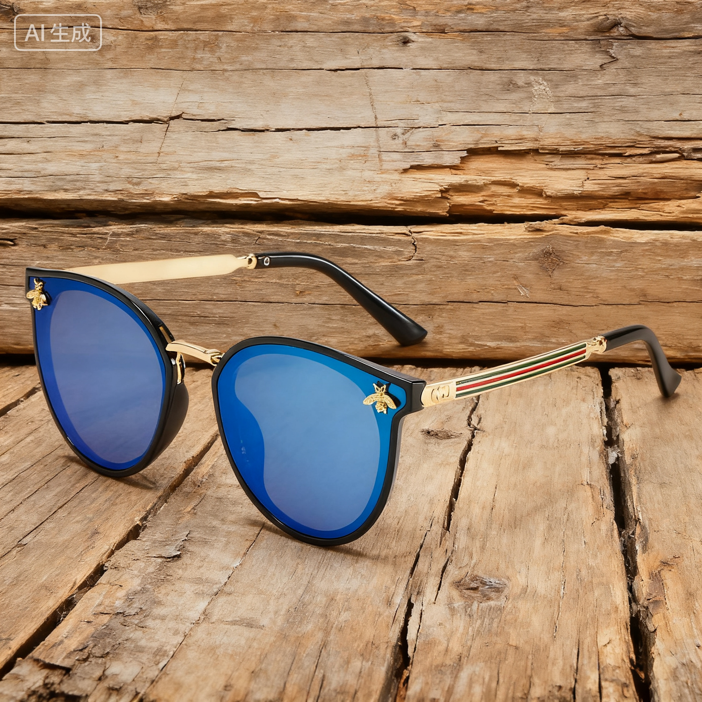 Vintage Round-Frame Little Bee Sunglasses