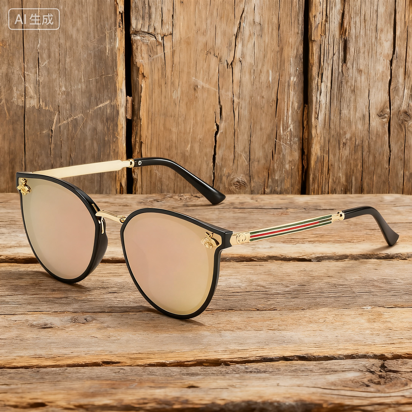 Vintage Round-Frame Little Bee Sunglasses