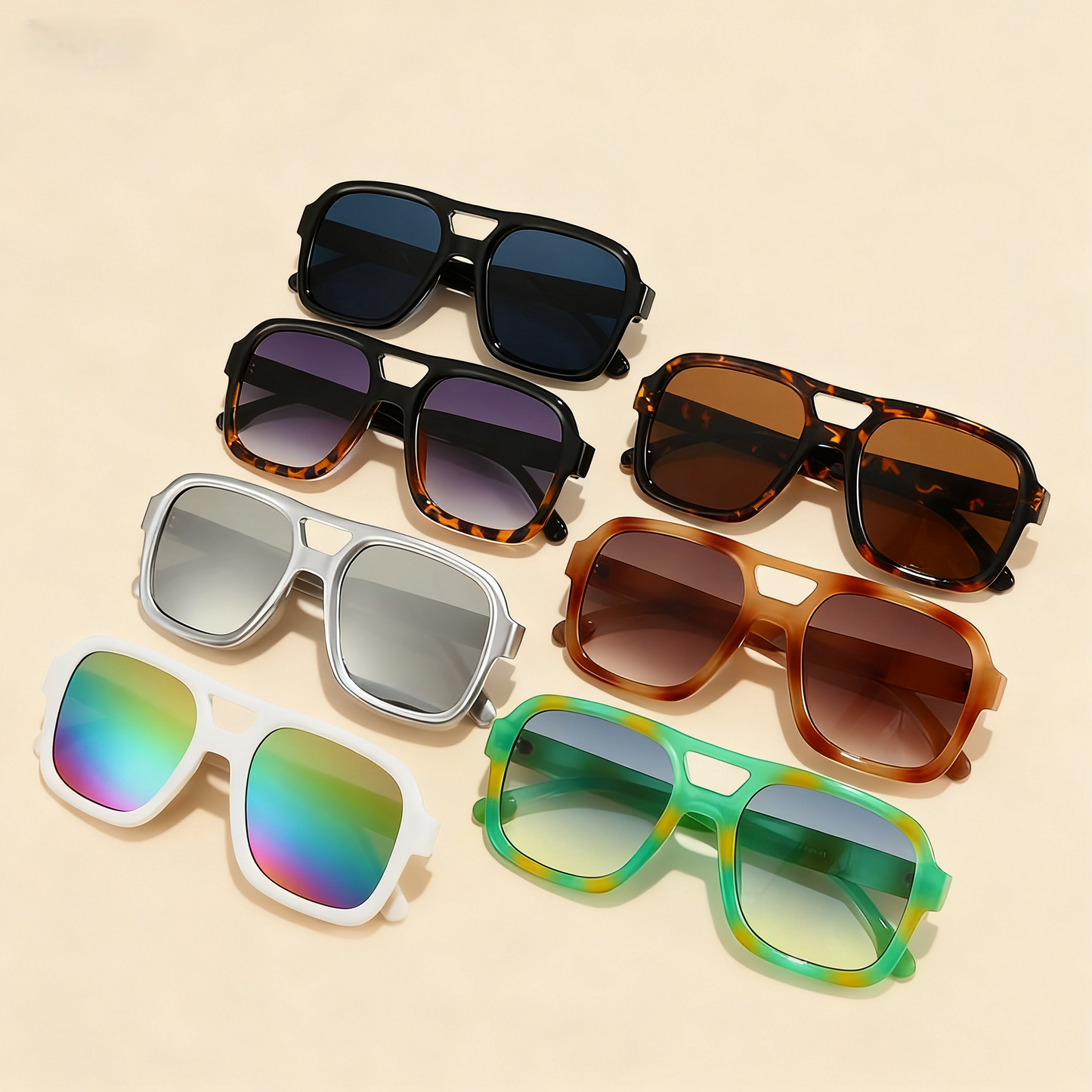 Vintage Double Beam Large Frame Sunglasses