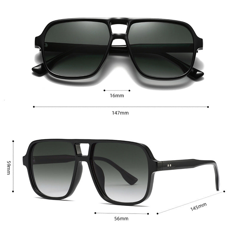 Classic Square-Frame Double Beam Sunglasses