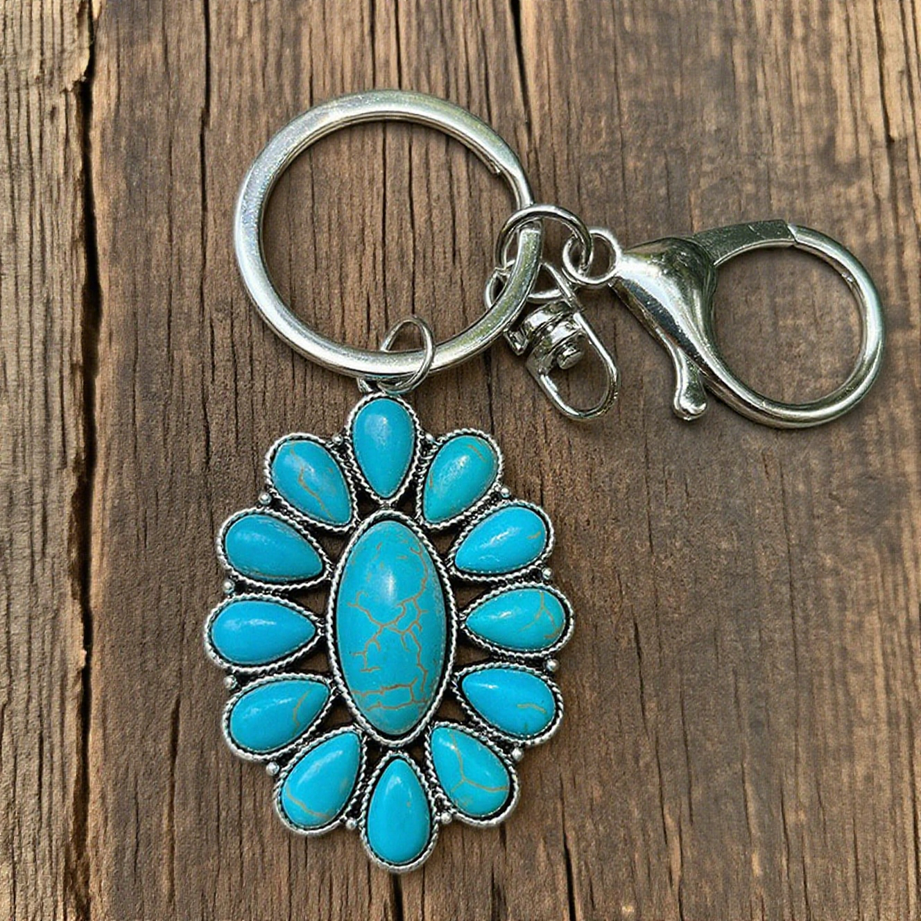 Western Style Turquoise Keychain